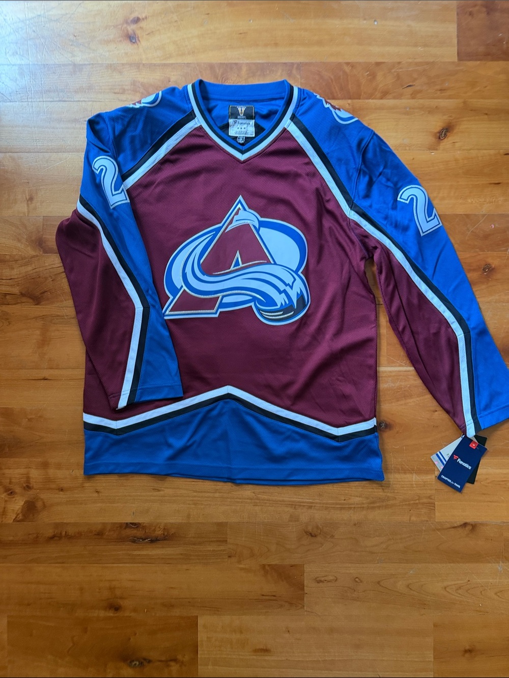 Fanatics Burgundy and Blue Hockey Jersey with Team Crest